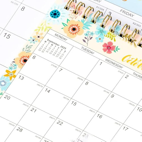 2025-2026 Desk Calendar - Standing Flip 2025-2026 Desktop Calendar with Thick Paper, July 2025 - December 2026, 25.5 x 20.5 x 8 cm, Twin-Wire Binding, Large Unruled Blocks