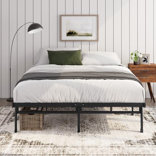 ZINUS Justin Double Bed frame - Bed 135x190 cm - 36cm Height - Metal bed frame with Underbed storage and steel slat support - Black