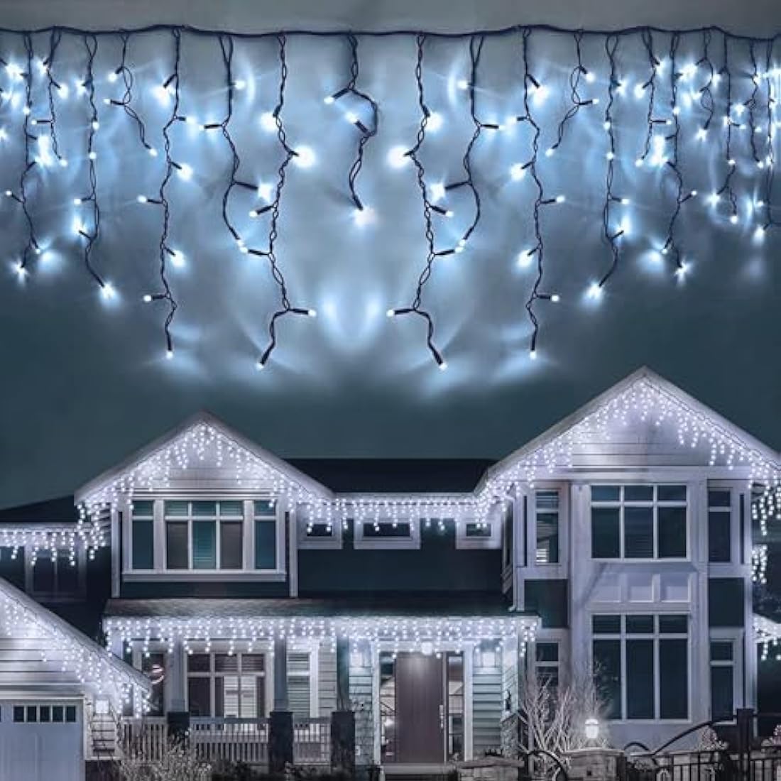 LEDYA Icicle Outdoor Christmas Lights, 17M 480led Christmas Lights Outdoor Decorations, Fairy Lights Plug in for Christmas Decorations, Waterproof/8 Modes/Timer, Outside Roof Window Garden Xmas Light