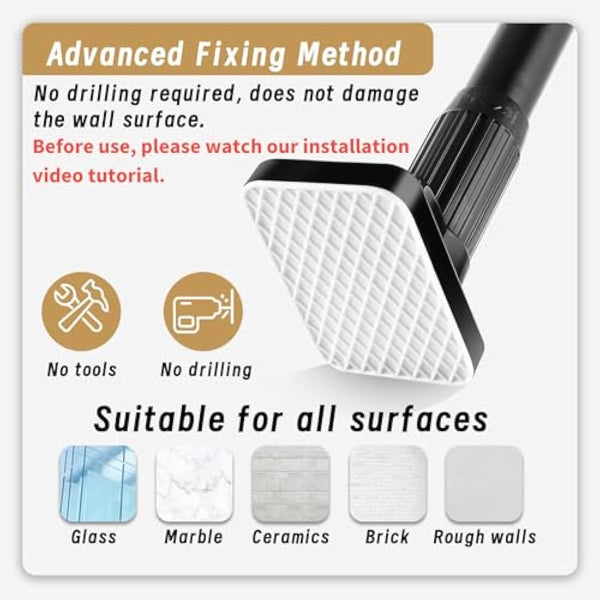 Heavy Duty Tension Pole - 33mm Steel Clothes Rail & Curtain Rod 110-200cm, No Drill Telescopic Pole, Supports 80kg,Multi-Purpose for Drying, Hanging, Bathroom, Kitchen, Wardrobe