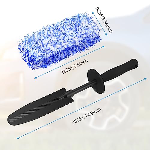 URAQT Car Wheel Brush, No Metal Wheel and Rim Detailing Brush, Car Wheel Cleaning Brush, Soft Dense Alloy Wheel Brush, Suitable for Wheels and Rims of Cars/Motorcycles/Bicycles (Black)