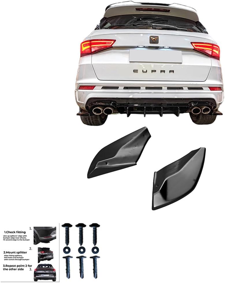Oneway Rear Side Diffusors compatible with Cupra Ateca MK1 2018- - Gloss black