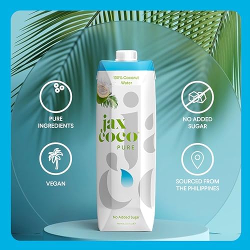 Jax Coco | 100% Pure Coconut Water | No Added Sugar, Low Calorie | Convenient and Sustainable Packaging | Fresh from the Philippines | 12 x 1L Cartons