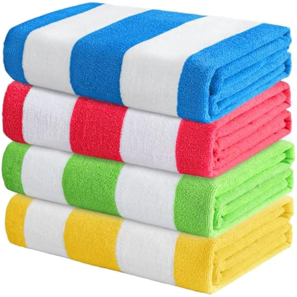 Exclusivo Mezcla 4-Pack Large Microfiber Beach Towels Set, Quick Dry,Pool/Swimming/Bath Towel for Adults/Kids (Blue/Hot Pink/Green/Yellow, 76cm x 152cm), Lightweight and Highly Absorbent