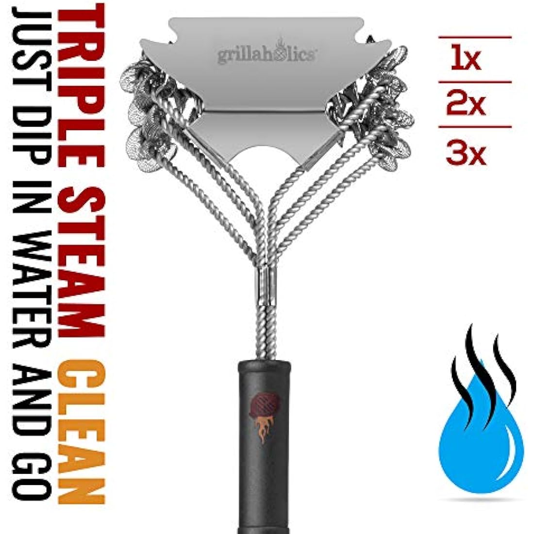 Grillaholics Bristle Free BBQ Brush - Safe Barbecue Grill Cleaning Brush With No Metal Wire Bristles