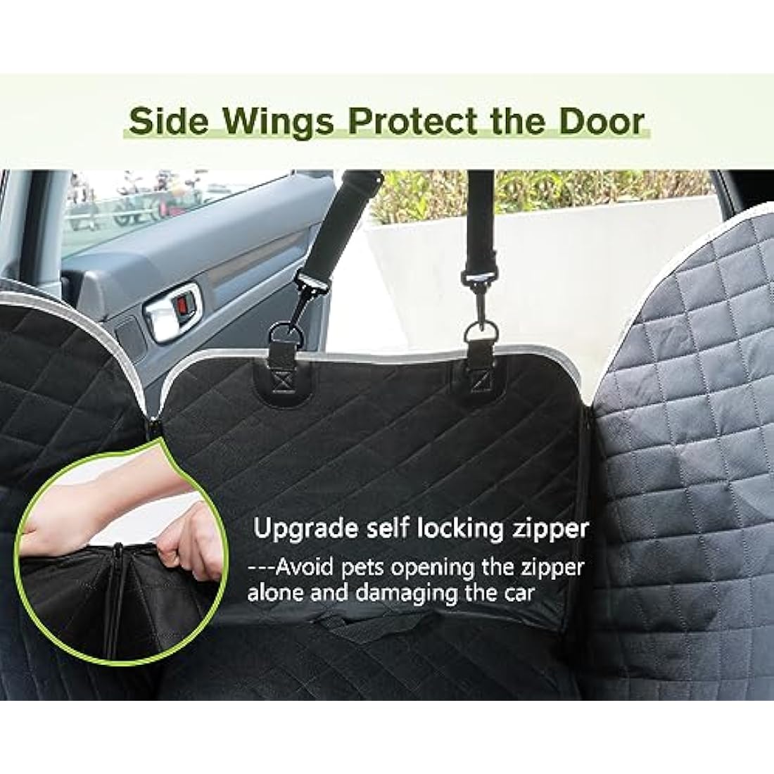 pecute Dog Car Seat Cover, Car Seat Cover for Dogs with Viewing Window/Side Flaps/Storage Bags, Dog Hammock Scratch Proof Nonslip Back Seat Protector for Cars Trucks SUV(146x136cm)