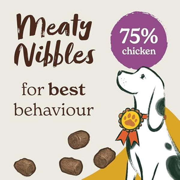 Forthglade Meaty Nibbles (10 x 70g Bags) - Hypoallergenic & Grain Free Dog Treats with Chicken and Liver, Natural Dog Treats, Training Rewards with 75% Chicken