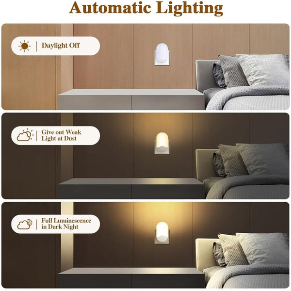 2 Pack LED Night Light, Night Lights Plug in Walls with Dusk to Dawn Photocell Sensor, 0.5W Energy Saving, Warm White Plug in Night Lighting for Kids/Children, Bedroom, Hallway, etc