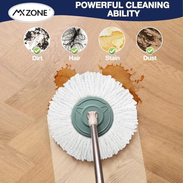 3 Pack Premium Replacement Mop Heads Refill for 360° Rotating Round Spin Magic Mop Microfibre, White