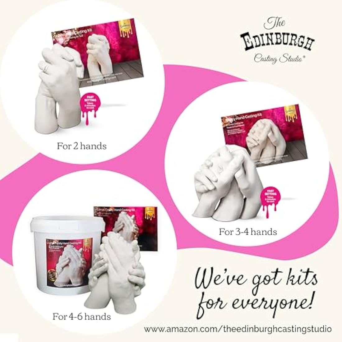 Edinburgh Casting Studio Premium Hand Casting Kit for 2 - Gift for Valentine's, Engagement, Wedding, Anniversary, Couples