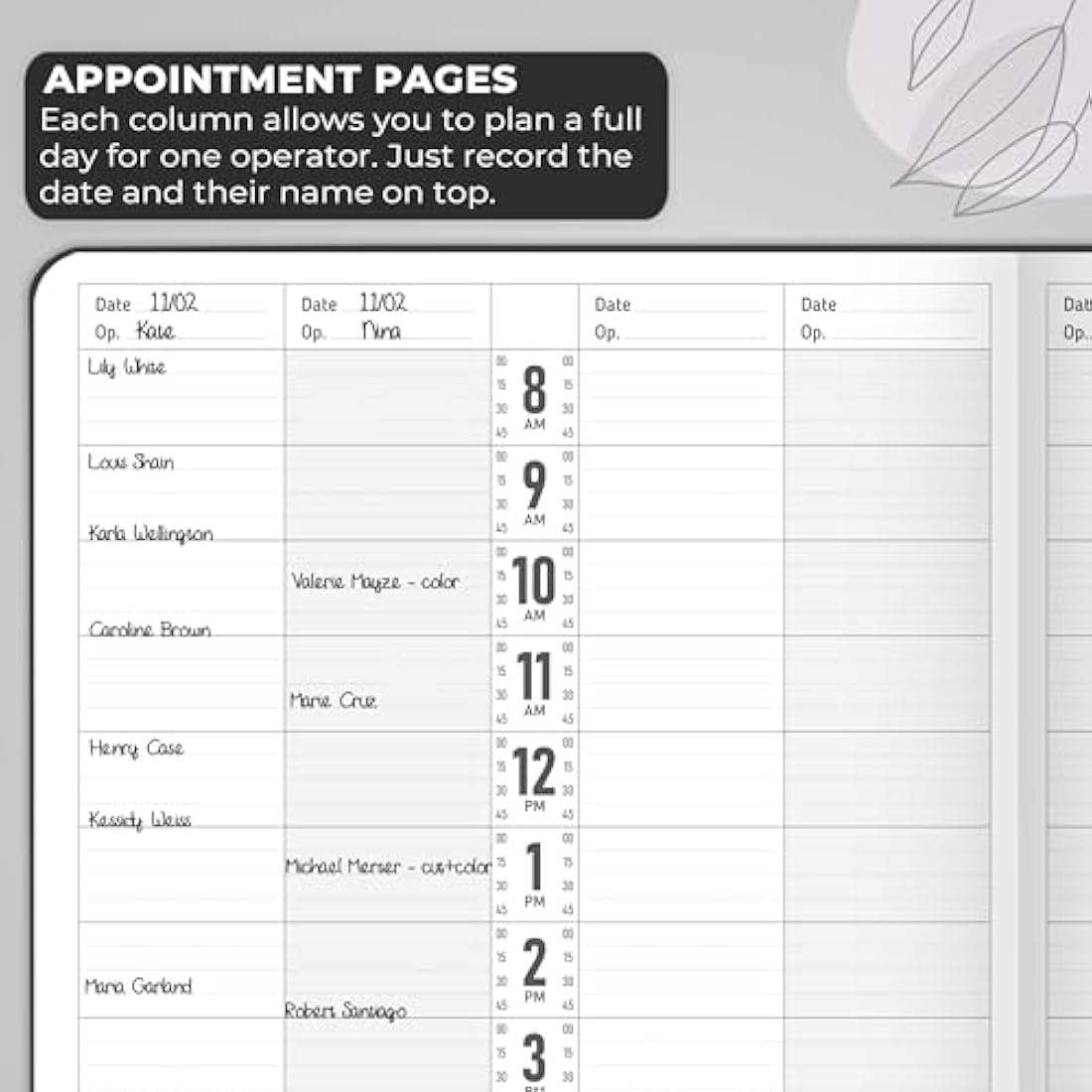 GoGirl Salon Appointment Book – Reservation Book for Beauty Salons, Spas, Hair Stylists, Estheticians – Appt Booking Planner, 18x25.5cm (Black)