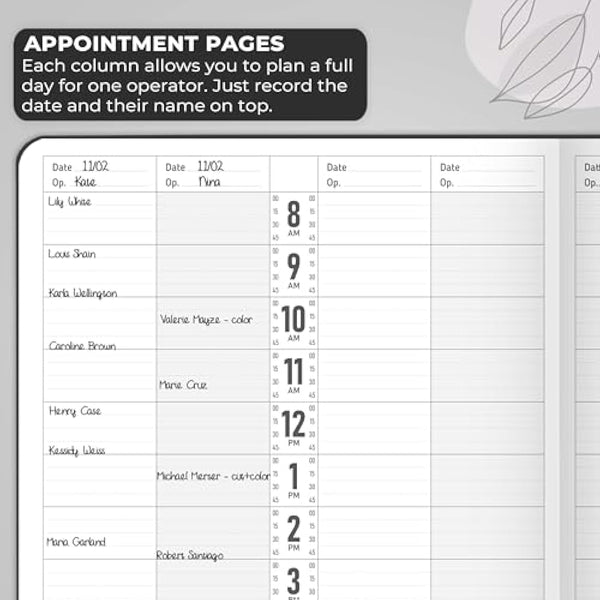 GoGirl Salon Appointment Book – Reservation Book for Beauty Salons, Spas, Hair Stylists, Estheticians – Appt Booking Planner, 18x25.5cm (Black)