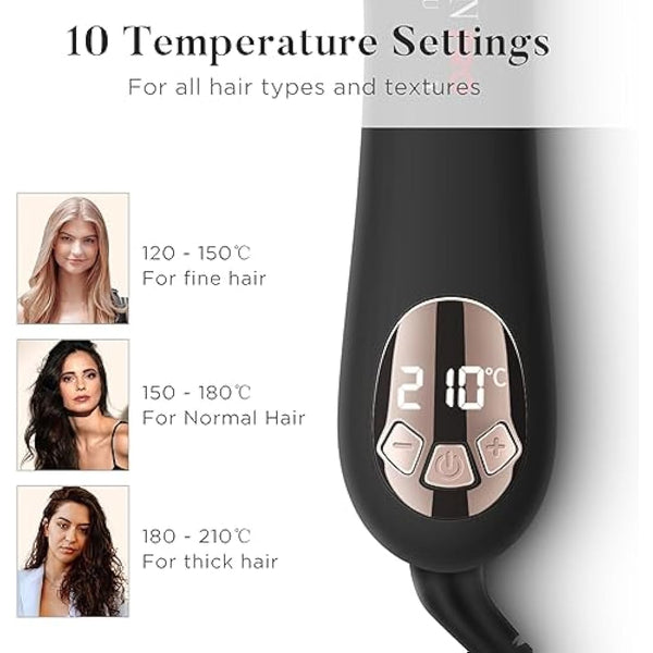 360° Rotating Automatic Hair Curler, PARWIN PRO BEAUTY 25MM Hair Curling Wand, Nano Titanium Coating Curling Tongs, Rotating Curling Iron with LCD Display, Dual Voltag, 120-210℃