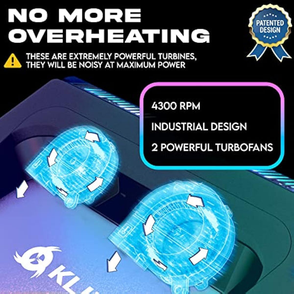 KLIM Everest Laptop Cooling Pad | New | Powerful Turbo-Fan 4300 RPM Laptop Cooler | Sealed Foam for Maximum Performance | Avoid Overheating and Protect Your Gaming Laptop | 14-17.3 in