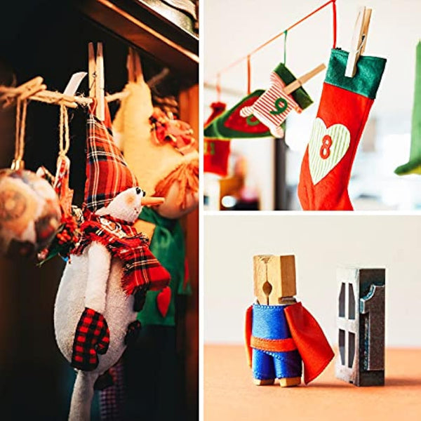 jijAcraft 100PCS Wooden Pegs 7.2CM: Clothes Pegs for Washing Line, Wooden Washing Peg for Arts and DIY Crafts, Strong Laundry Peg for Hanging Photo, Socks, Baby Clothes, Outdoor Indoor