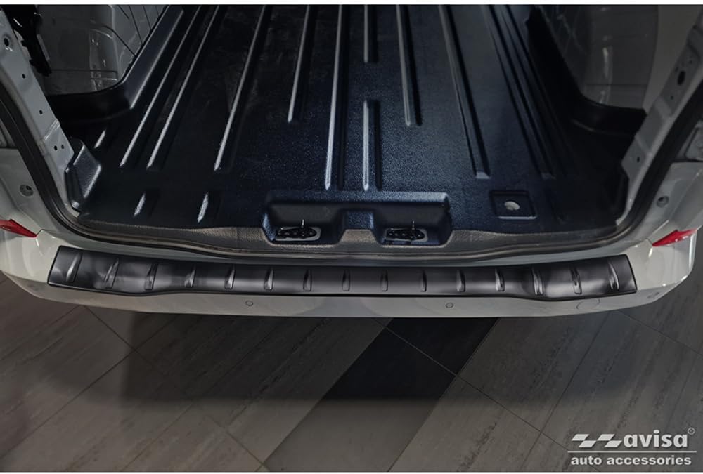 Avisa Black Stainless Steel Rear bumper protector compatible with Ford Transit Custom & Tourneo Custom (V710) 2023- / Volkswagen Transporter T7 2024- 'Ribs'