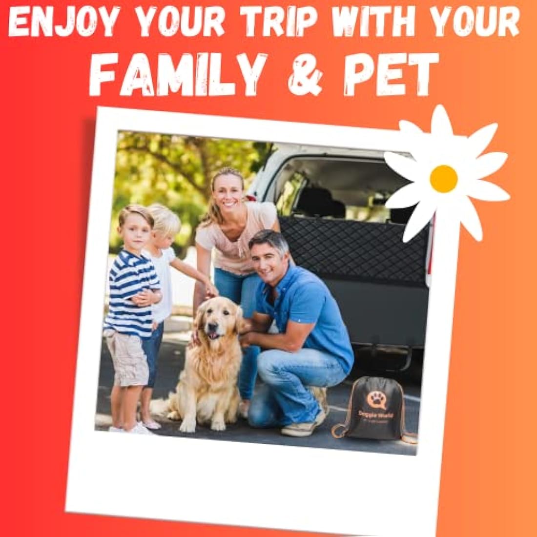 Doggie World Dog Car Seat Cover - Cars Trucks and Suvs Luxury Full Protector w/Extra Side Flaps Seat Belt Openings - Hammock Convertible for your Pet - Waterproof Non-Slip - Machine Washable