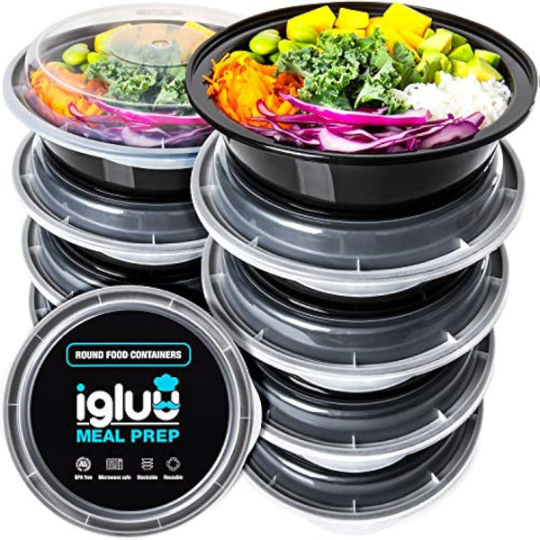 Igluu Meal Prep Containers Reusable 30 Pack Round 828ml (28oz) BPA-Free Food Prep Containers with Airtight Lids – Durable Plastic, Stackable, Microwave, Freezer & Dishwasher Safe