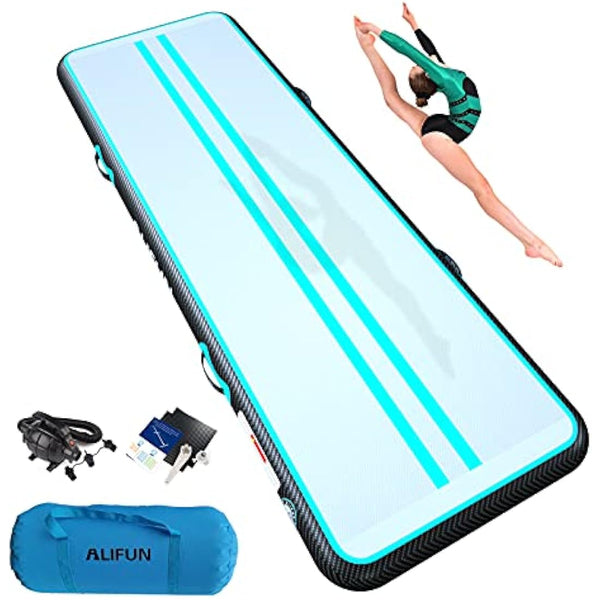 ALIFUN Inflatable Air Tumbling Mat Gymnastics Tumble Mat 6FT 10FT 13FT 16FT 20FT Training Mat Thick 10CM 20CM with Electric Air Pump