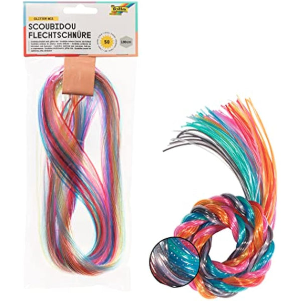 Folia Bringmann 732050 Braiding Cords Transparent with Glitter