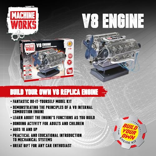 Machine Works Build Your Own Porsche 911 Boxer Engine Toy - Replica Model Building Kit - Features Sounds and Illumination, 280+ Pieces, 10+ Years