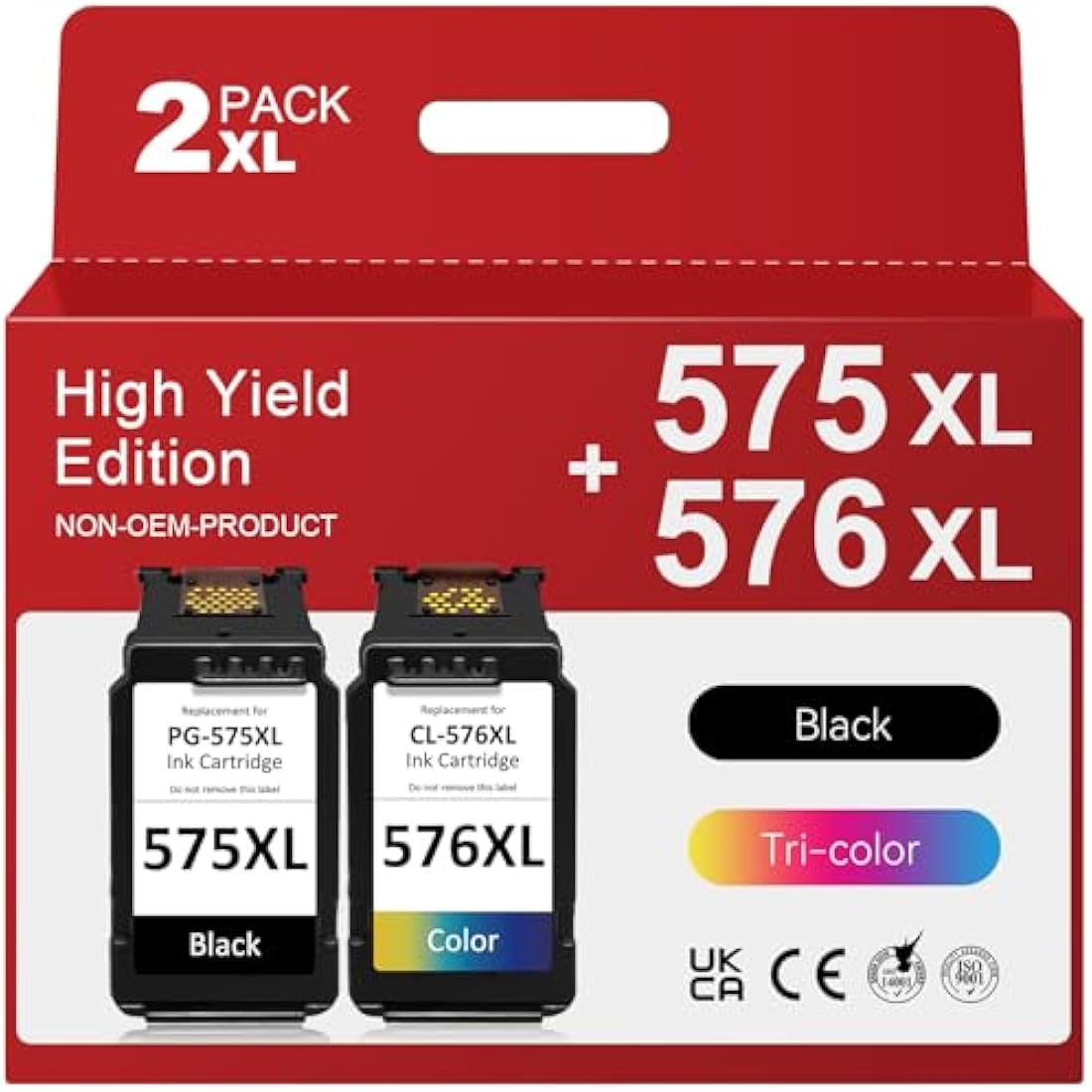Economink PG-575XL CL-576XL Replacement for Canon 575 576 Ink Cartridges, Printer Ink 575 576 Multipack Compatible with Canon Pixma TS3550i TS3551i TS3750i TR4750i TR4751i (575XL Black + 576XL Colour)