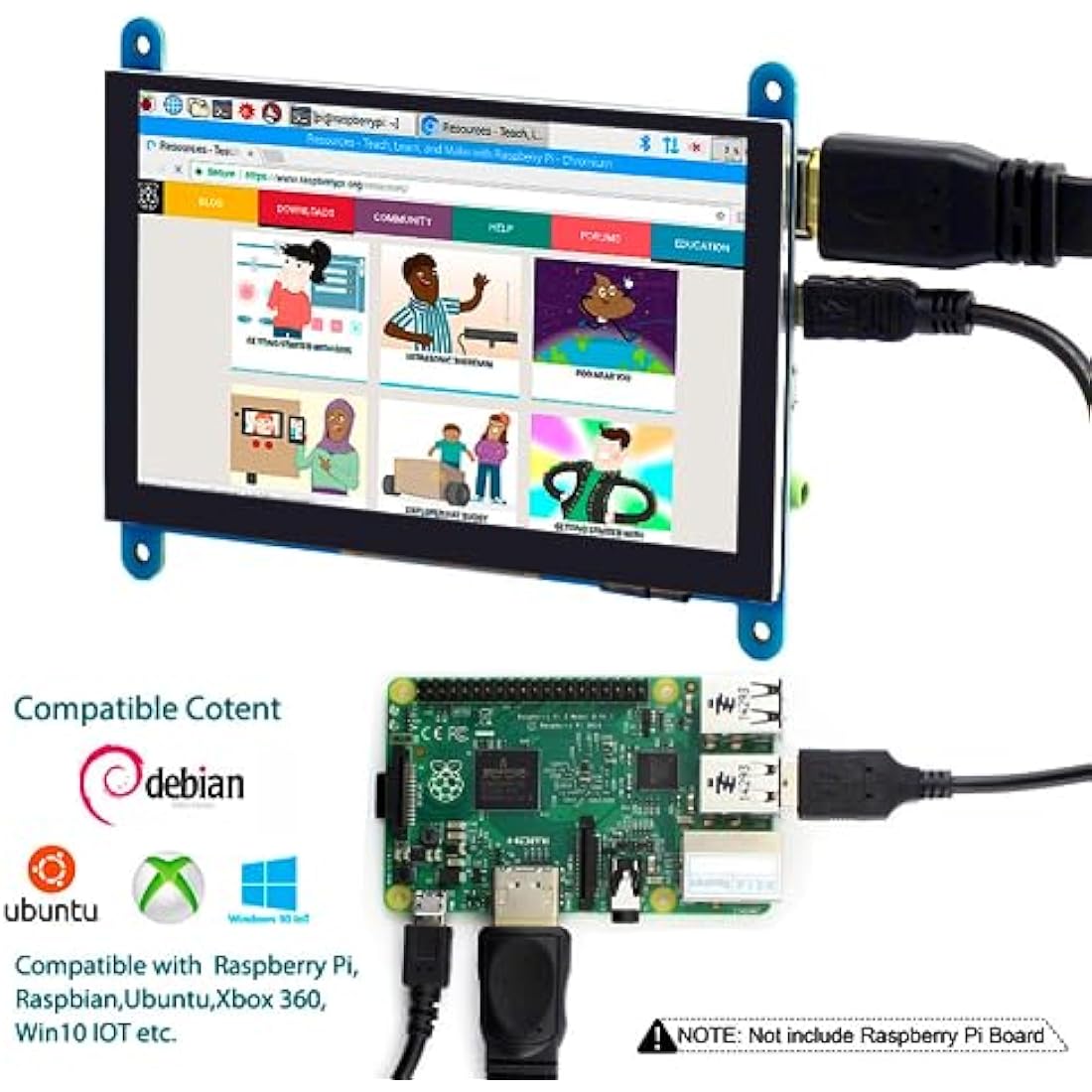 ELECROW For Raspberry Pi Screen, Touch Screen Monitor 5 Inch 800x480 Small Monitor Compatible with Raspberry Pi 5 4 3B+ 3B 2B BB Black Banana Pi Windows 10 8 7
