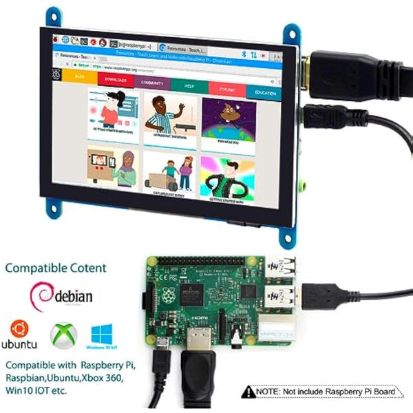 ELECROW For Raspberry Pi Screen, Touch Screen Monitor 5 Inch 800x480 Small Monitor Compatible with Raspberry Pi 5 4 3B+ 3B 2B BB Black Banana Pi Windows 10 8 7