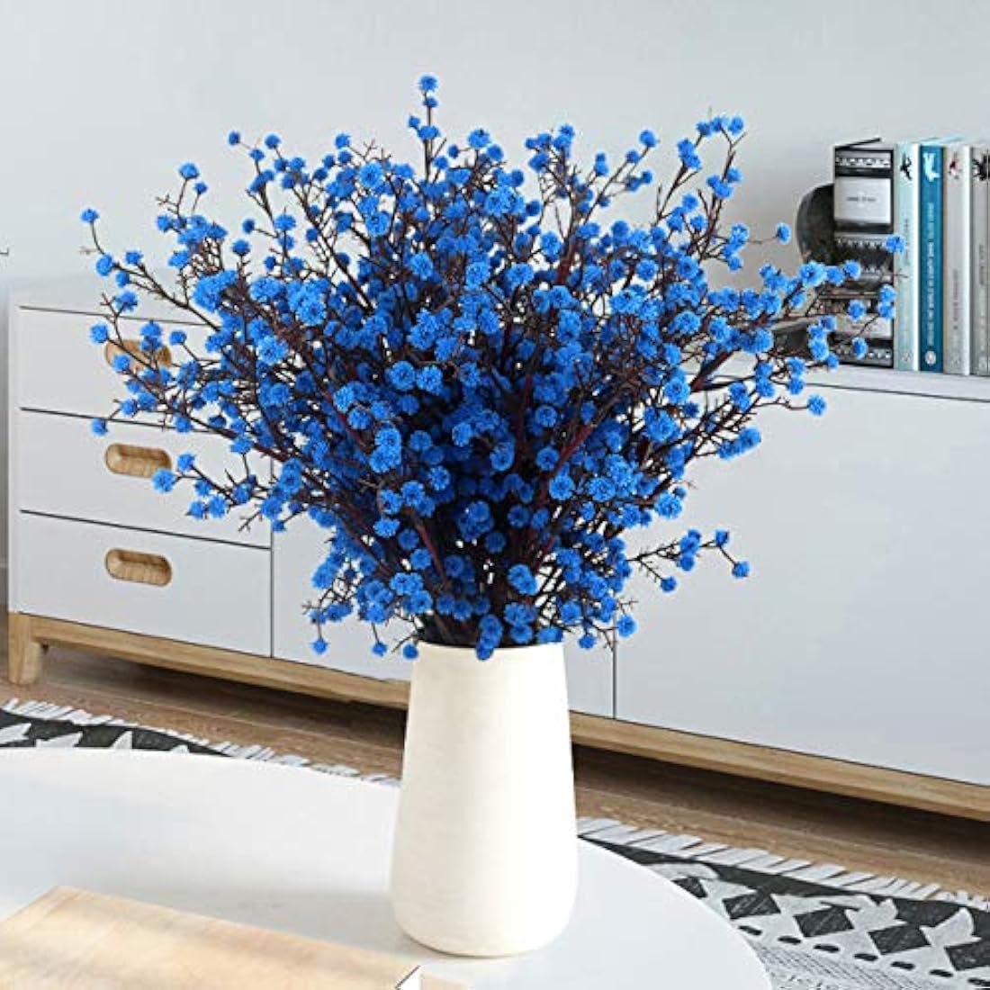 ETERNITY.YJ Artificial Flowers, 4 PCS Babys Breath Artificial Flowers Bulk Artificial Gypsophila Bouquets Real Touch Fake Flowers for Wedding Home Party Office Table Centerpiece Decor (Blue)