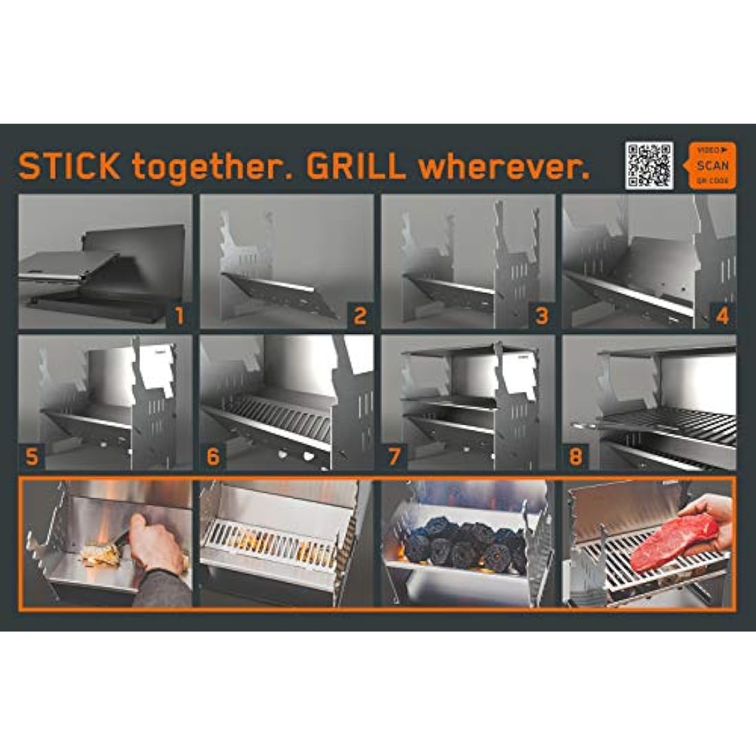 FENNEK portable picnic grill I Charcoal grill for outdoor BBQ while camping, fishing and much more.