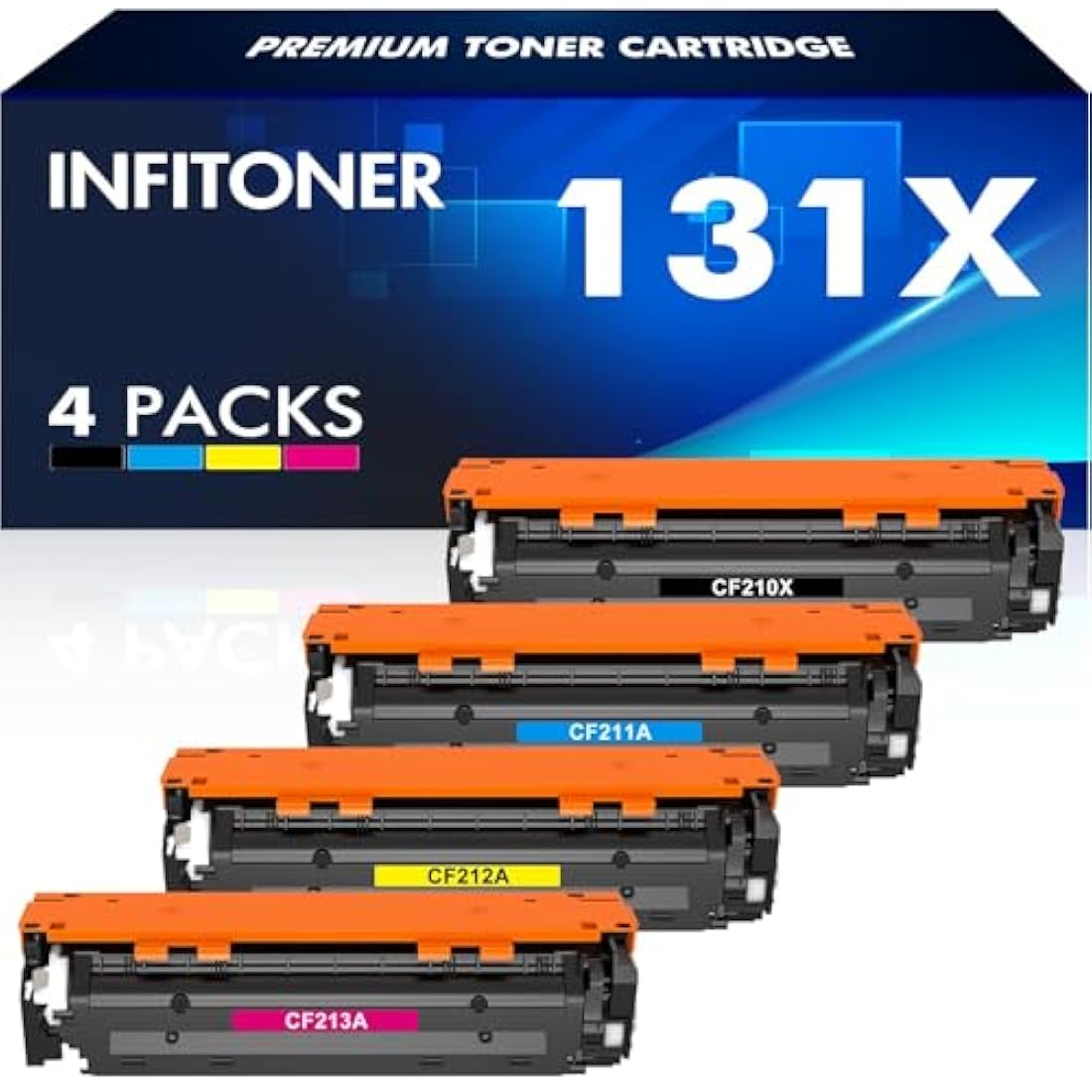 131X 131A Multipack Toner Cartridge Compatible for HP Laserjet Pro 200 Color MFP M276nw M276n M251n M251nw CF210X CF210A CF211A CF212A CF213A 128A CF320A 125A CB540A CP1515N CP1525N M276 M251