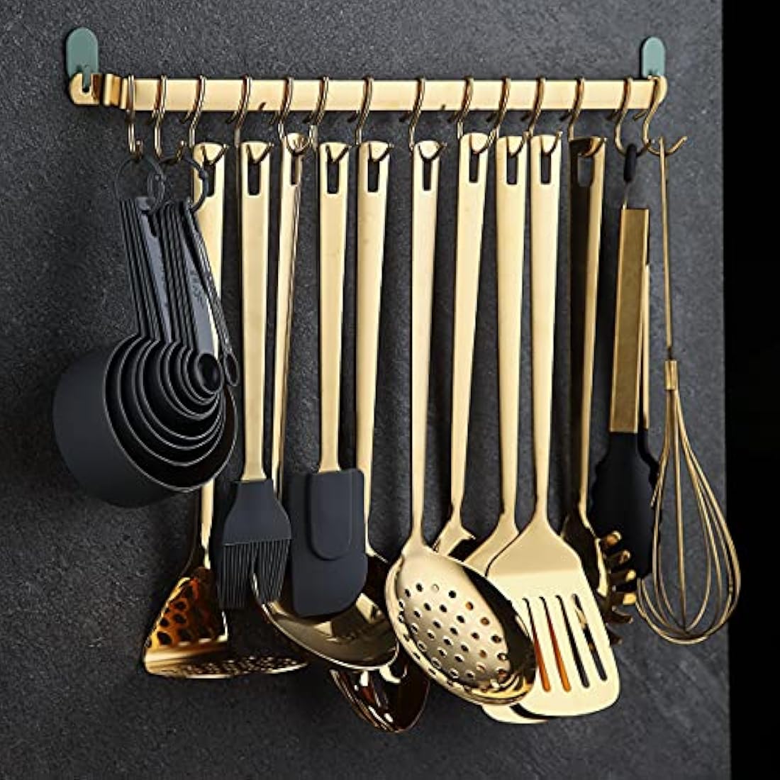 Gold Cooking Utensils Set,Kyraton Stainless Steel 37 Pieces Kitchen Utensils Set with Titanium Gold Plating,Kitchen Gadgets Cookware,Kitchen Tool Set with Utensil Holder. Dishwasher Safe