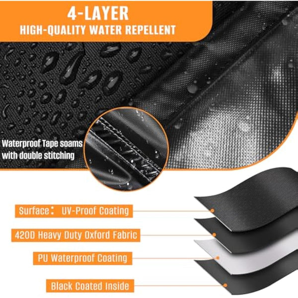 Kovshuiwe 4-Piece Outdoor Veranda Patio Garden Furniture Covers Set, Waterproof Upgraded 420D Heavy Duty Oxford Fabric Rattan Furniture Cover for Chair Sofa(Black)