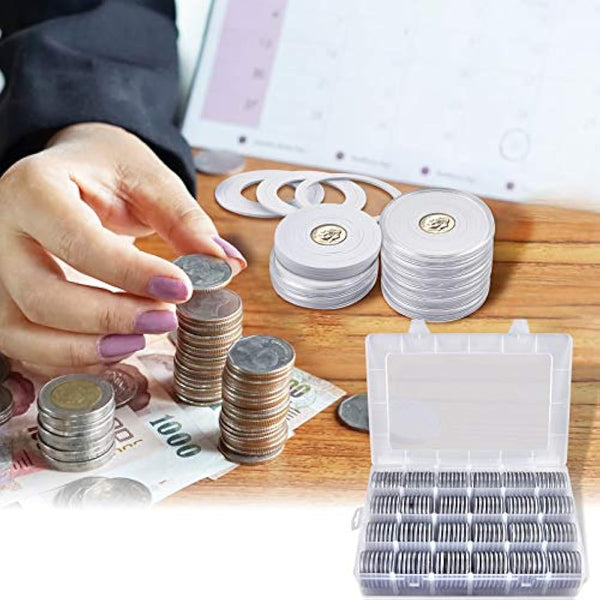 168 Pieces 46mm Coin Capsules with Foam Gasket and Plastic Storage Organizer Box, 6 Sizes (20/25/27/30/38/46mm) Coins Collector Case Holder for Coin Collection Supplies