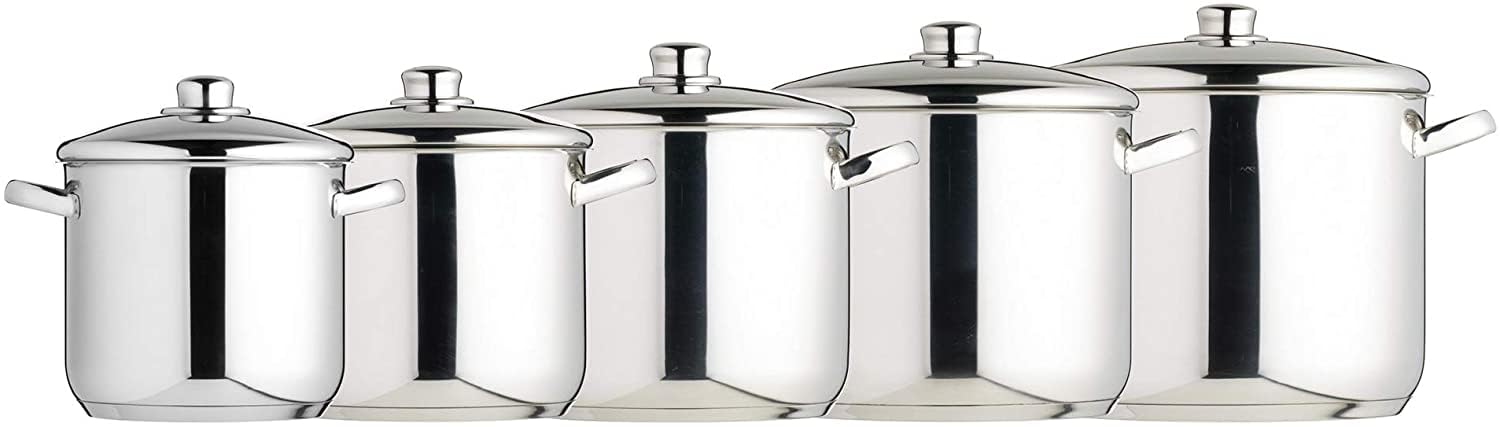 MasterClass Stock Pot With Lid 8.5L/24cm, Induction-Safe, Stainless Steel, Silver