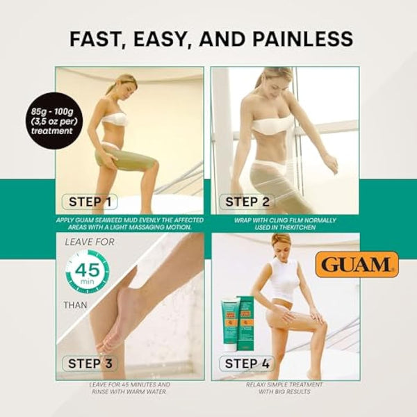 GUAM Seaweed Mud Anti Cellulite Treatment for Legs and Thighs - 1 kg Menthol Algae Cellulite Remover, Skin Firming Clay - Gentle Antioxidant Cooling Formula to Improves Firmness, Reduces Leg Swelling