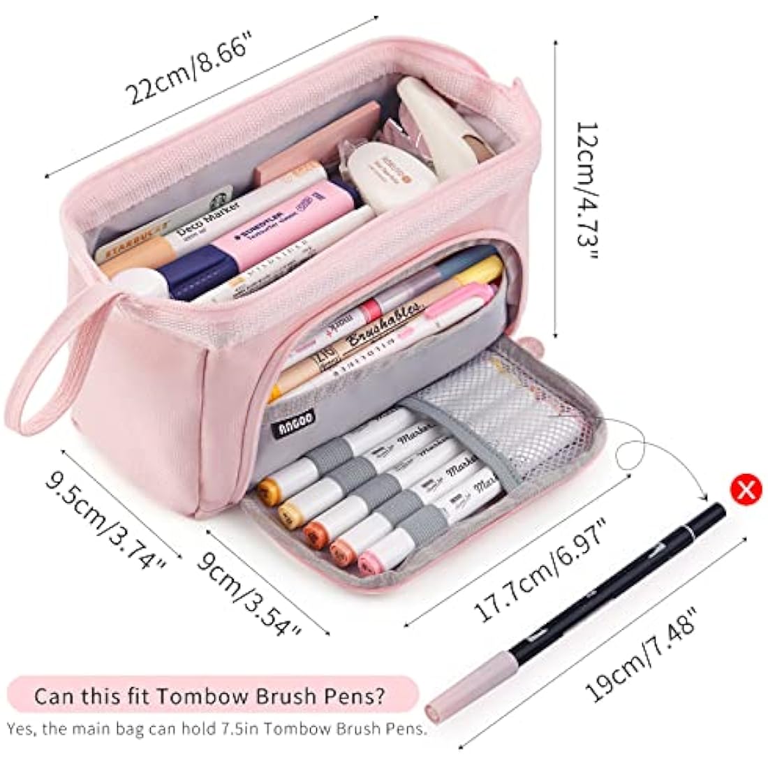 EASTHILL Pencil Case Large Capacity Pencil Pouch Handheld Pen Bag Cosmetic Portable Gift for Office School Teen Girl Boy Men Women Adult