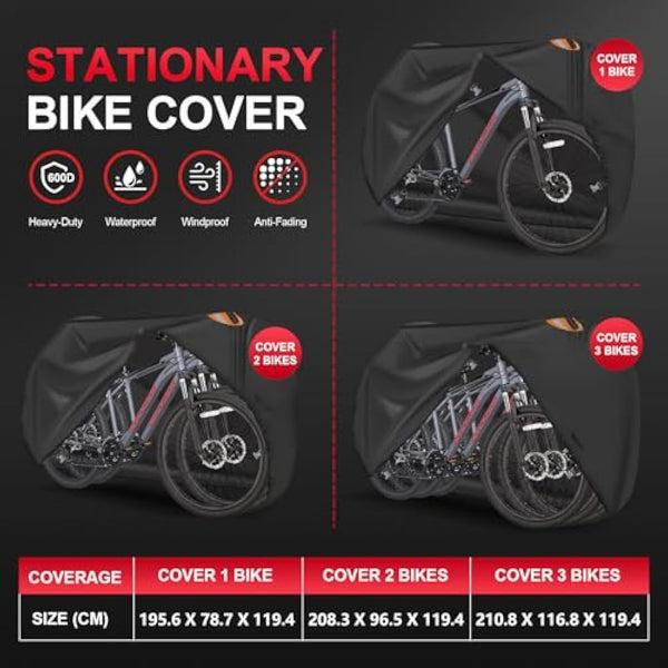 Zettum Bike Cover for 1 Bikes - Stationary Bike Covers for Outside Storage Waterproof Outdoor & Heavy Duty, 600D PU Coating Bicycle Covers for 1 Bike Mountain Bikes, Road Bike, Beach Cruiser Bike