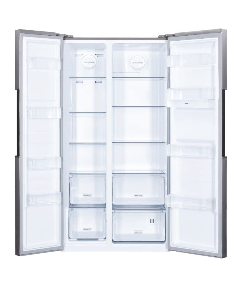 Hoover H-FRIDGE 500 MAXI Freestanding American Fridge Freezer with Water Dispenser, Side by Side, Total No Frost Technology, E Class, 532L Total Capacity, Inox, 91x67x177 cm - HHSBSO6174XWDK-1