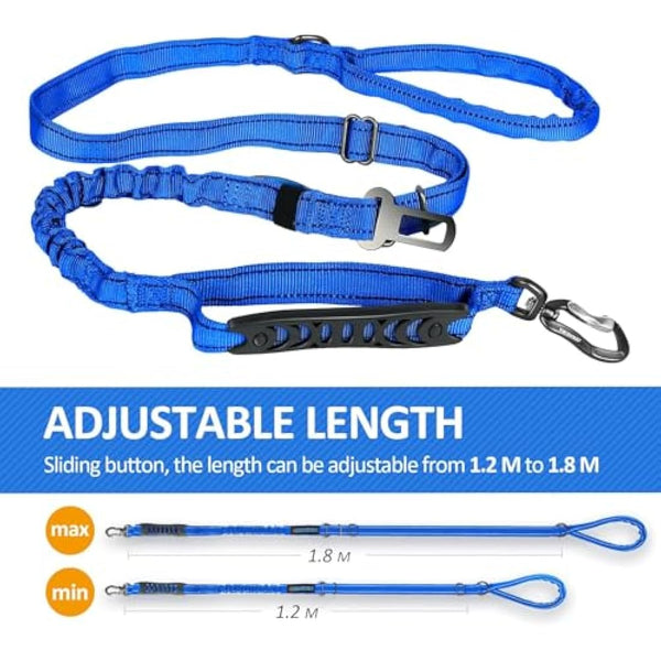 IOKHEIRA Bungee Dog Leash, Anti Pull Dog Leads with Car Seat Belt Buckle, Reflective Thread Dog Leads with Traffic Control Handle, Adjustable Dog Leash for Small Medium Large Dogs