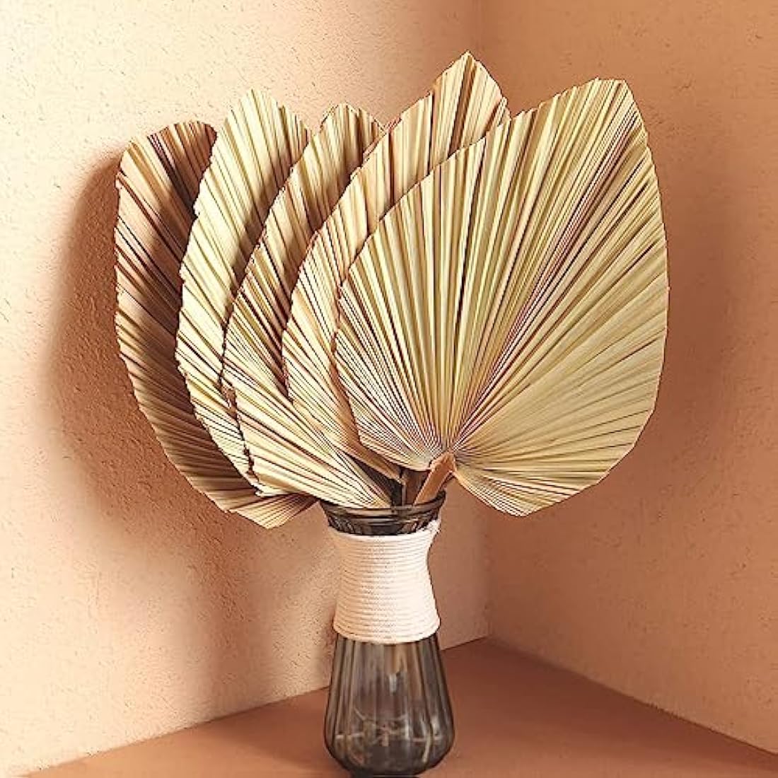 Dried Palm Leaves 5Pcs 18" Large Natural Trimmed Palm Spear Tropical Palm Leaves Fans Boho Wedding Decor Hawaiian Luau Party Holidays Kitchen Table Dried Flowers Pampas Grass Decoration