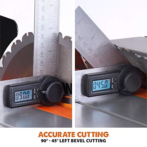 Evolution Power Tools R255TBLX+ Table Saw With Stand (Next Gen Rage 5-S) Multi-Material Cutting Blade Included Cuts Wood Metal Plastic, 45˚ Bevel, +/- 60˚ Mitre Angle, 85mm Cut Depth, 1800w Motor 240v