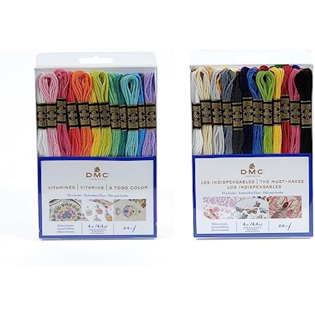 DMC - Assortment of Mouliné Special 117MC Threads – Vitamins & Essentials Colours – 100% Cotton – 2 Packs of 24 Skeins of 4 Metres | Embroidery Thread, Ideal Cross Stitch