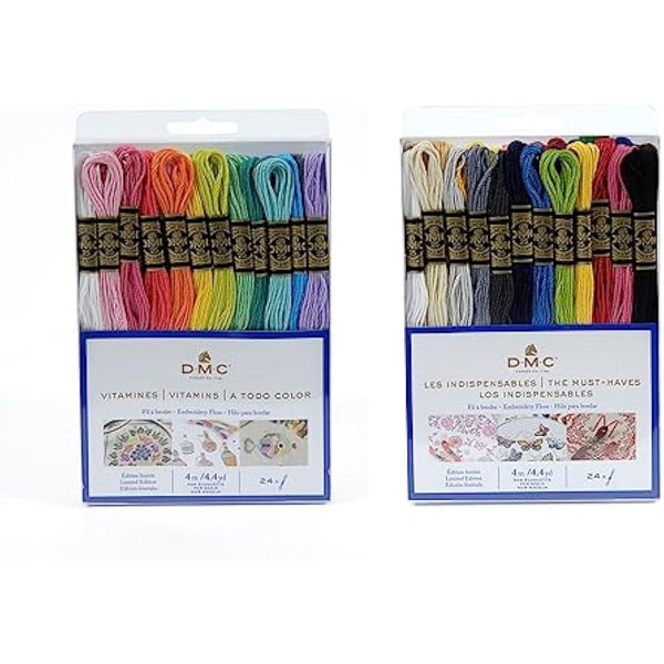 DMC - Assortment of Mouliné Special 117MC Threads – Vitamins & Essentials Colours – 100% Cotton – 2 Packs of 24 Skeins of 4 Metres | Embroidery Thread, Ideal Cross Stitch