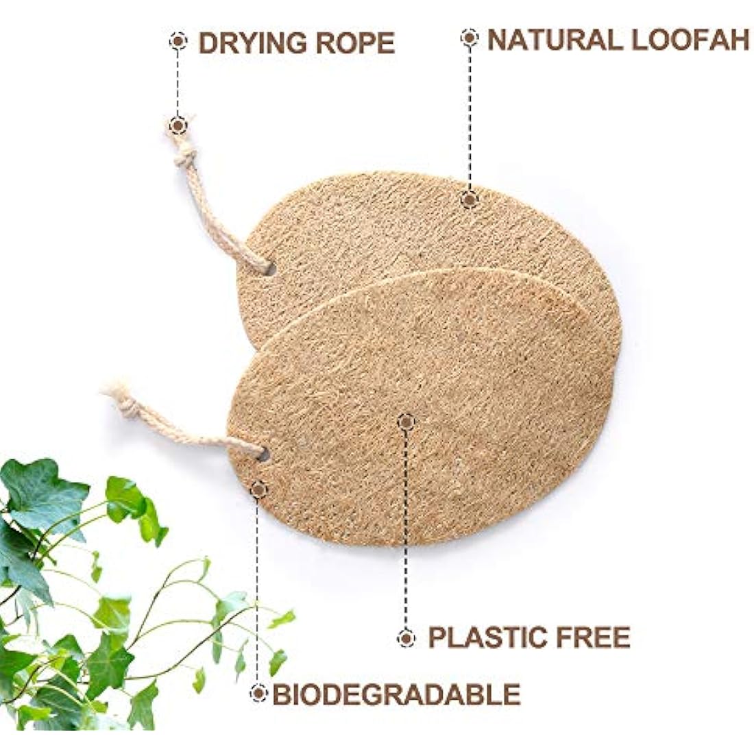 Loofah Dish Sponge - Plastic-Free Sponges - Compostable Loofah Scouring Pads - Biodegradable Body Scrubbers - Exfoliating Loofah Bath Sponge - Zero Waste & Plant-Based