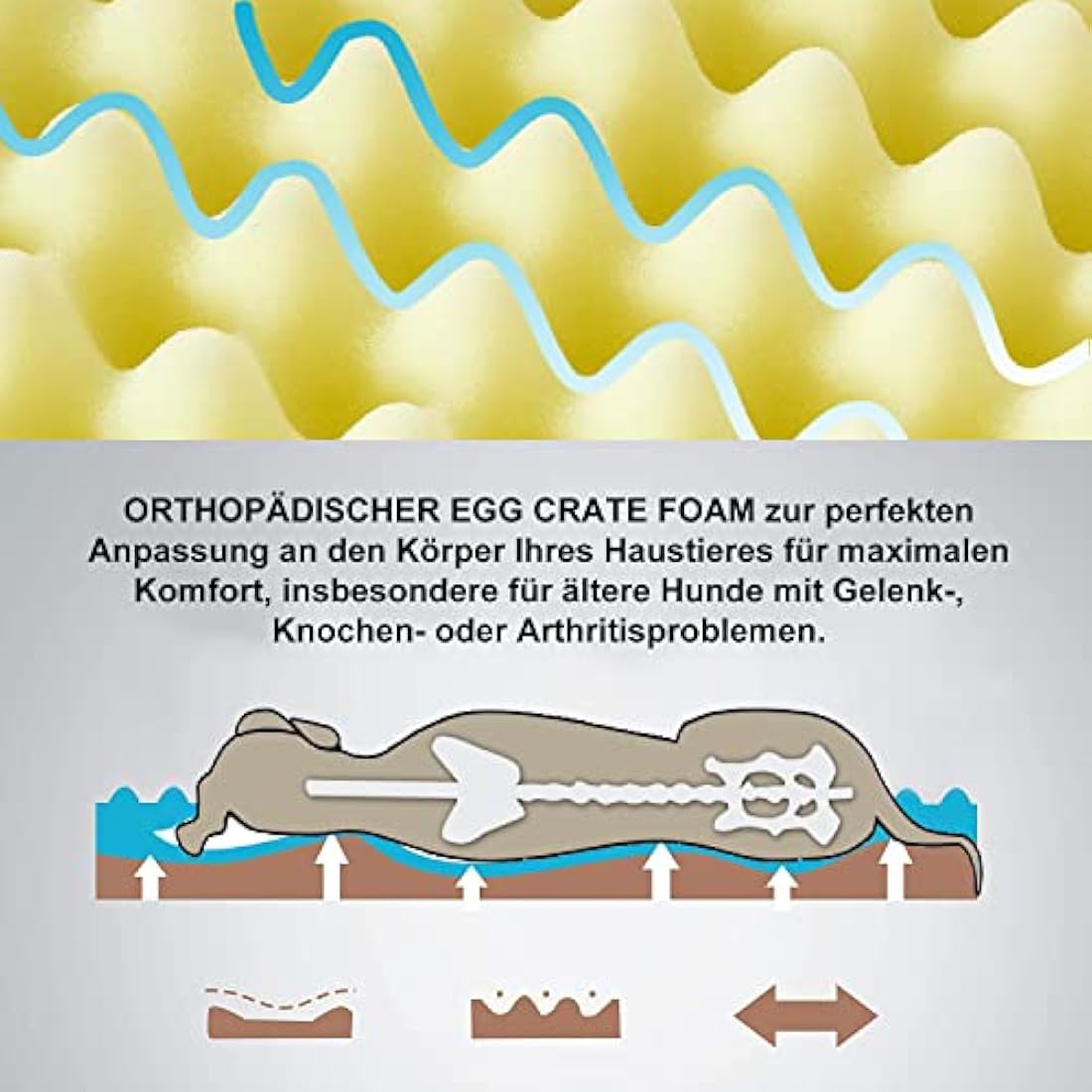 JOYELF XXLarge Dog Crate Bed - Orthopedic Dog Bed Mat, Waterproof Egg Crate Foam Pad with Removable Cover, Squeaker Toy Gift