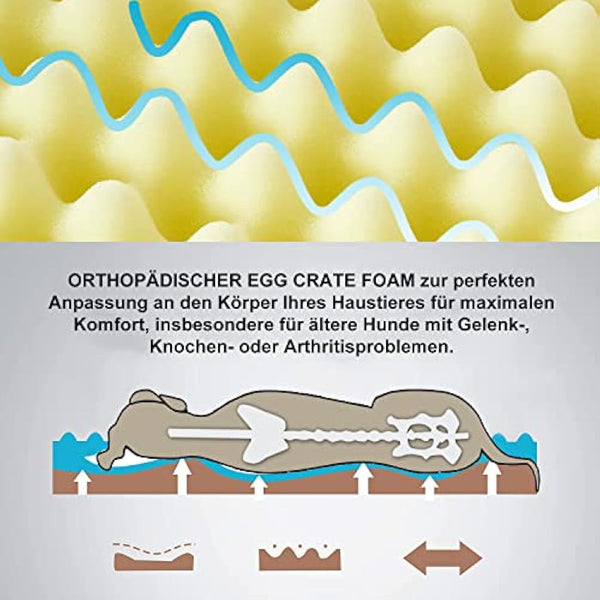 JOYELF XXLarge Dog Crate Bed - Orthopedic Dog Bed Mat, Waterproof Egg Crate Foam Pad with Removable Cover, Squeaker Toy Gift