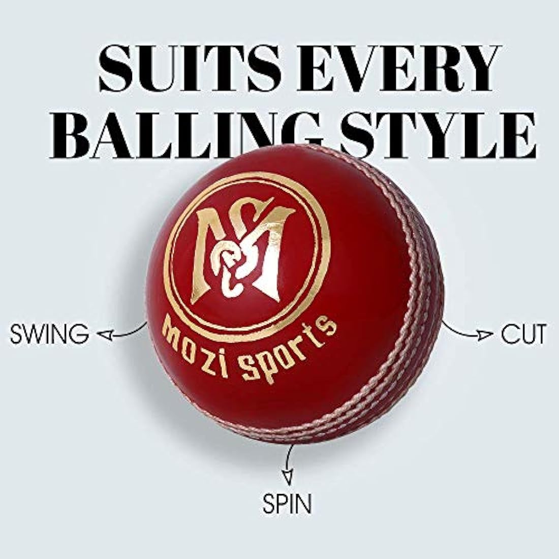 Mozi Sports® Leather Cricket Ball Senior Hand Stitched Match Quality Balls Weight 5.50oz