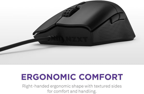 NZXT Lift 2 Ergo | Lightweight Ergonomic Wired Gaming Mouse | Lightweight 61 g Design | 8K Polling Rate | Optical Switches | 26K DPI Optical Sensor | 100% PTFE Feet | Black
