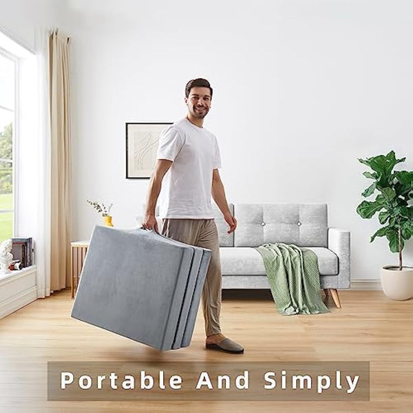 Jamdok 10CM Single Memory Foam Folding Sleeping Pad,Trifold Mattress,Machine Washable Cover, Foldable Floor Mattress Topper,Guest Bed for Adult,Camping Mat